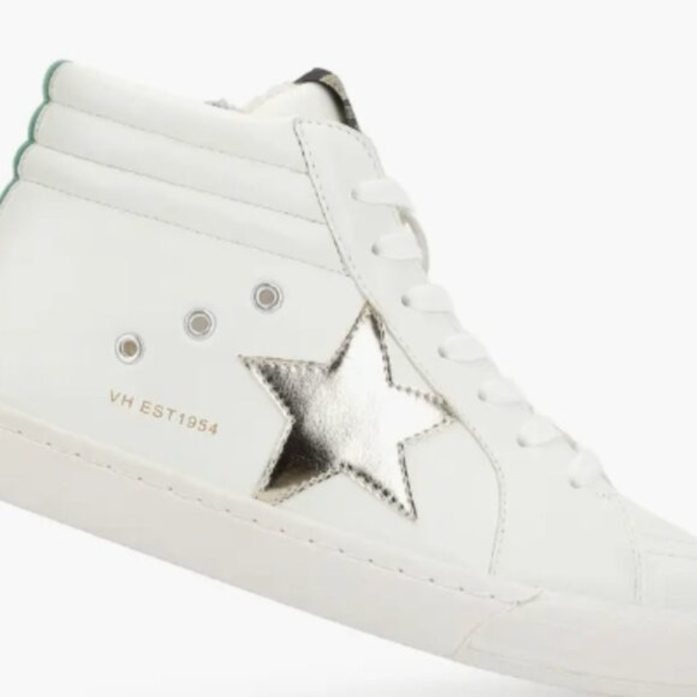 Vintage Havana White High-Tops with Silver Accents